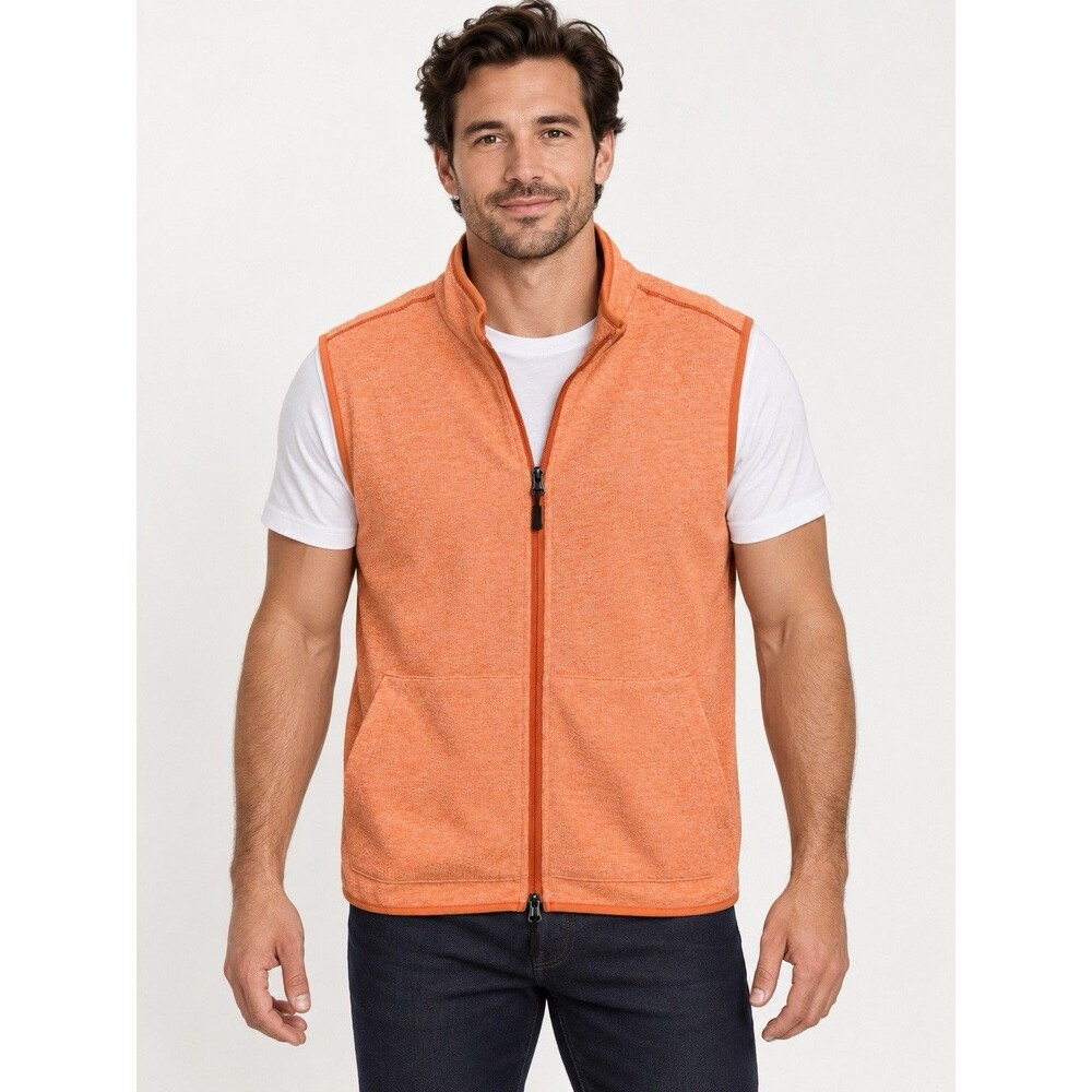Robert Graham Klose Men’s M Orange Full Zip Performance Vest Pockets D